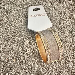Ellen Tracy Bracelet Gold Glitter Crystals Clasp NEW